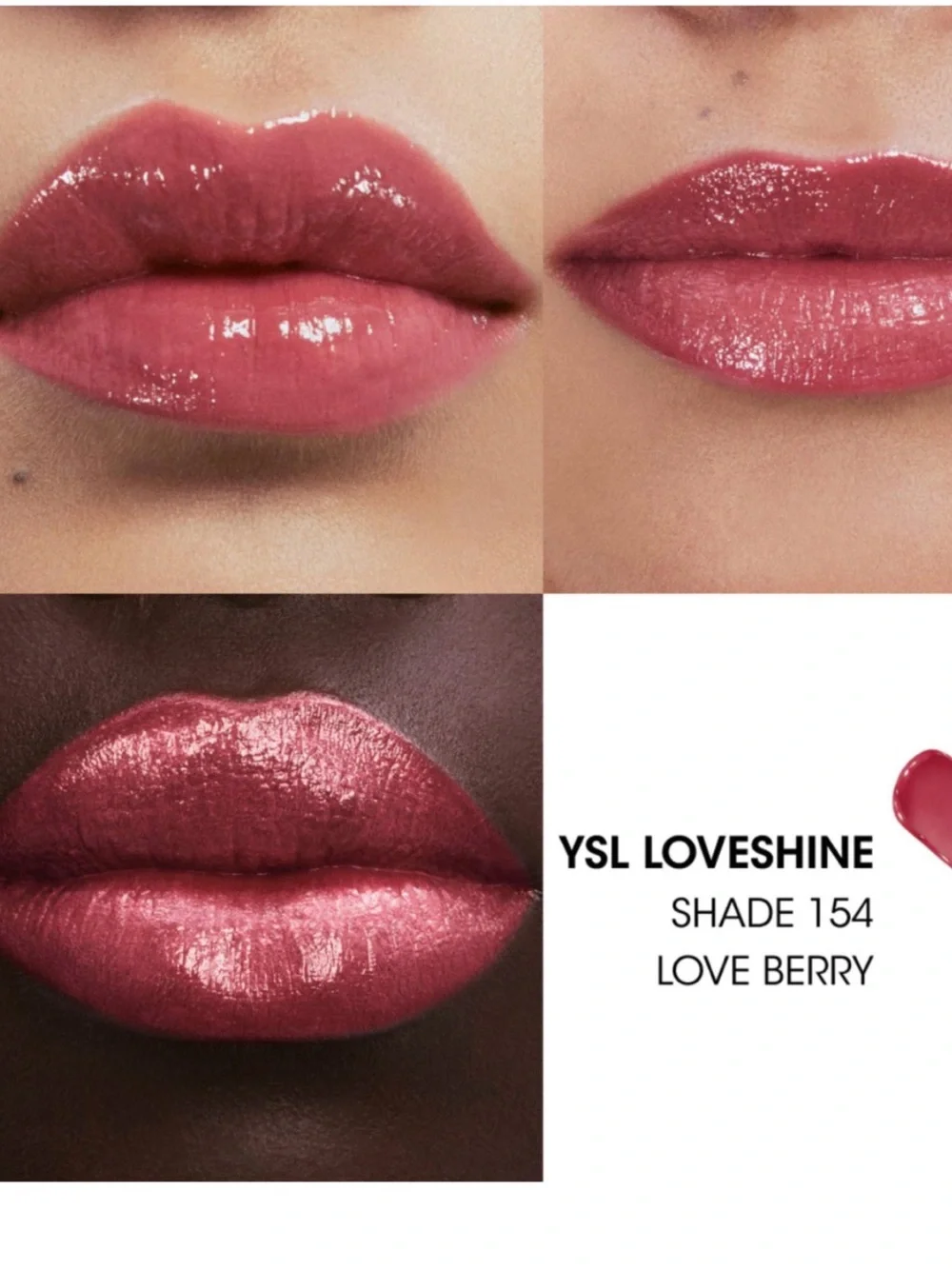 YSL Loveshine High-Shine Caring Lipstick 154 Love Berry - dark pink